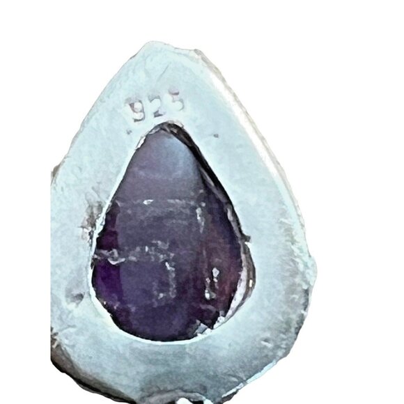 Amethyst Gemstone Sterling Silver 925 Pendant Teardrop Vintage 1990s No Chain - Picture 4 of 6